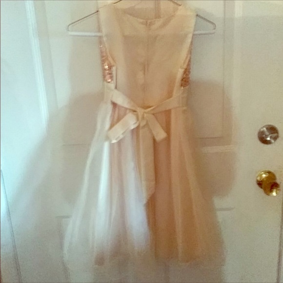 GIRL’S SATIN & LACE ,ROSE GOLD SEQUINS DRESS - Picture 2 of 7